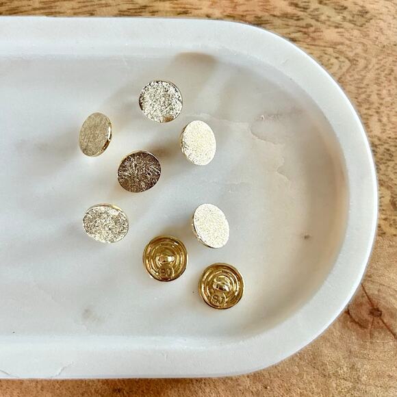 St. John Golden Toned Etched Round Buttons Set - Picture 4 of 6